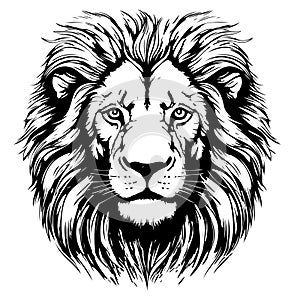 Lion portrait lion head sketch hand drawn engraving style Wild animals Vector illustration