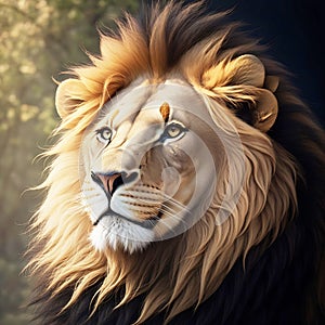 Lion portrait on savanna landscape ROYALTY-FREE STOCK PHOTO