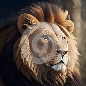 Lion portrait on savanna landscape ROYALTY-FREE STOCK PHOTO