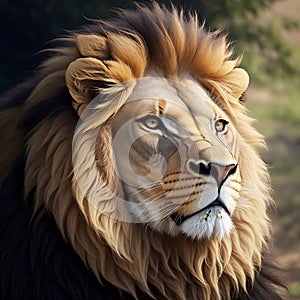 Lion portrait on savanna landscape ROYALTY-FREE STOCK PHOTO