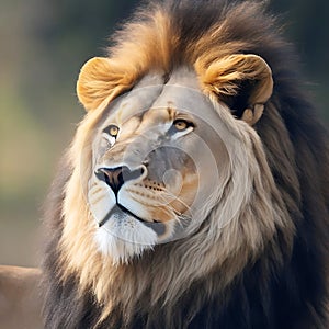 Lion portrait on savanna landscape ROYALTY-FREE STOCK PHOTO