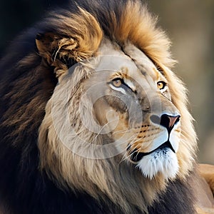 Lion portrait on savanna landscape ROYALTY-FREE STOCK PHOTO