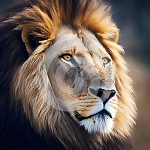 Lion portrait on savanna landscape ROYALTY-FREE STOCK PHOTO