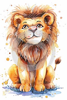 lion portrait view watercolor