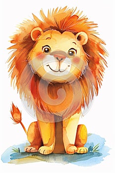 lion portrait view watercolor