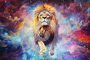 Lion predator animals wildlife painting . Lion is the king of animals