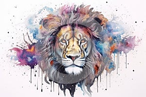 Lion predator animals wildlife painting . Lion is the king of animals