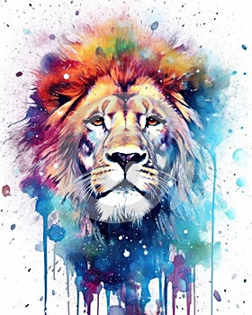 Lion predator animals wildlife painting . Lion is the king of animals