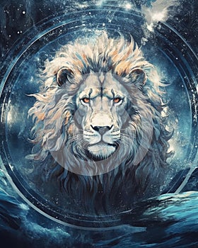 Lion predator animals wildlife painting . Lion is the king of animals