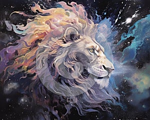 Lion predator animals wildlife painting . Lion is the king of animals