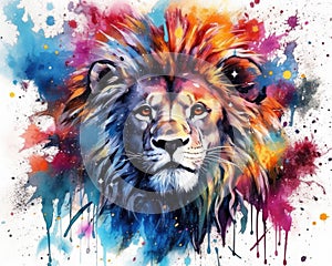 Lion predator animals wildlife painting . Lion is the king of animals