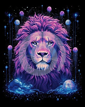 Lion predator animals wildlife painting . Lion is the king of animals