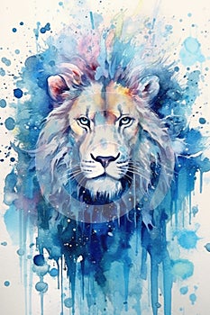 Lion predator animals wildlife painting . Lion is the king of animals