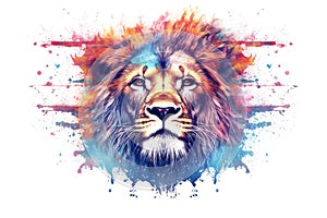 Lion predator animals wildlife painting . Lion is the king of animals