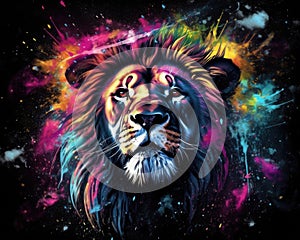 Lion predator animals wildlife painting . Lion is the king of animals