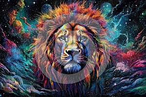 Lion predator animals wildlife painting . Lion is the king of animals