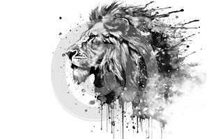 Lion predator animals wildlife painting . Lion is the king of animals