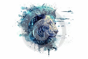 Lion predator animals wildlife painting . Lion is the king of animals