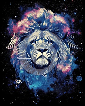 Lion predator animals wildlife painting . Lion is the king of animals