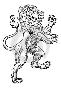 Lion Rearing Rampant Coat of Arms Heraldic Animal