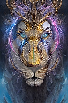 Lion Reign Unleashed: Digital Lion Art Collection photo