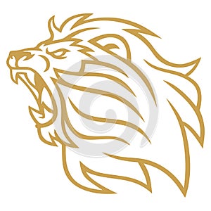 Lion Roaring Gold Golden Logo Design Vector