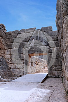 Lion's Gate at Mycenae, Argolida, Greece. Travel photo