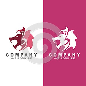 lion`s head logo with simple look, animal logo template