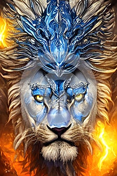 Lion\'s Legacy Unfurling: Digital Lion Art Prints Assortment photo