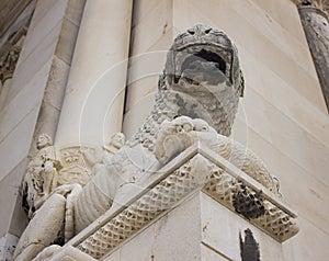 Lion sculpture at Cathedral of St. Domnius in Split, Croatia