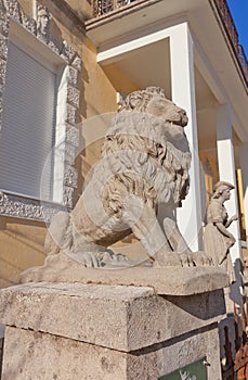 Lion sculpture of Djukanovic House in Cetinje, Montenegro