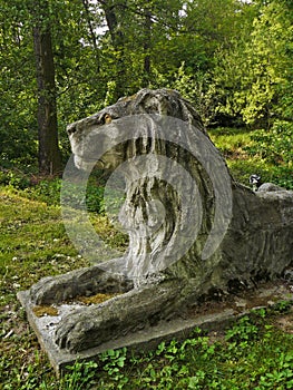 Poland: Kraskow lion sculpture photo