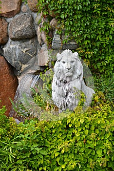 Lion sculpture in garden