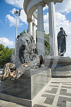 Lion Sculpture near the Cathedral of Christ the Savior.