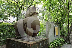 Lion sculpture in redtory creative garden, guangzhou, china