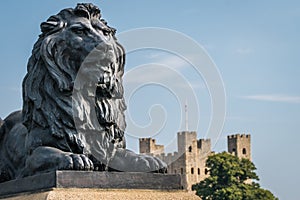 Lion sculpture on Rochester Bridge