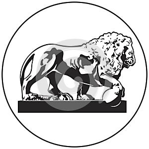 Lion sculpture vector icon from Saint-Petersburg Russian landmark set