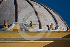 Lion sculptures on the dome of Iglesia de la Merced Antigua photo