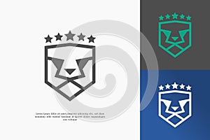 lion shield logo design template