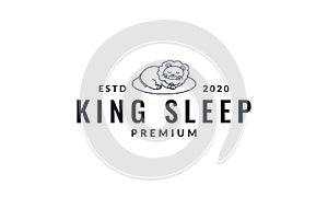 Lion sleep  cute  cartoon line logo icon vector illustration