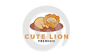 Lion sleep  cute  cartoon  logo icon vector illustration