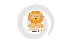 Lion stand cute  smile cartoon flat  logo icon vector illustration