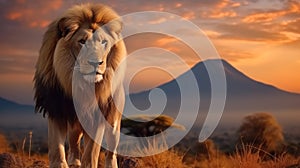 Lion standing on mountain