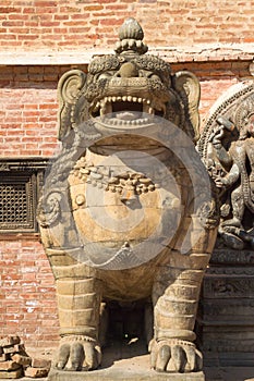Lion statue - Bhaktapur, Nepal