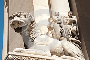 Lion statue on cathedral