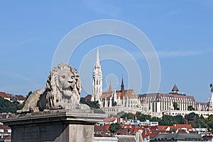 Lion statue and Fisherman bastion