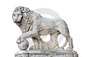 Lion Statue in Florence Italy Isolated on White