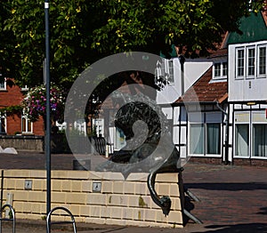 Lion Statue in the Old Town of Neustadt am Ruebenberge, Lower Saxony