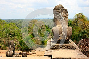 Lion statue Phnom Bakheng at in Siem Reap