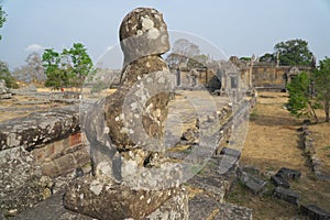 A lion statue at second Gopura or entrance of Preah Vihear temple, Cambodia